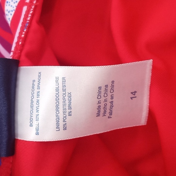 Sold! Caribbean Joe Tropical Print One Piece Swimsuit Red‎ 14 NWOT - Picture 11 of 13